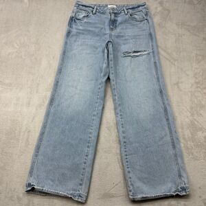 PacSun Casey Low Rise Baggy Jeans Women's 27 Light Wash Distressed Blue Denim